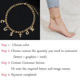 Personalized Letter Anklet Stone Name Stainless Steel Chain Bracelet