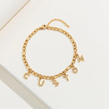 Personalized Letter Anklet Stone Name Stainless Steel Chain Bracelet