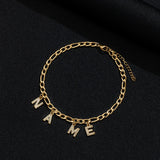 Personalized Letter Anklet Stone Name Stainless Steel Chain Bracelet