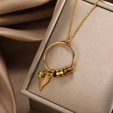 Personalized Letter Names Pendant Necklace Stainless Steel Leaf