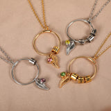 Personalized Letter Names Pendant Necklace Stainless Steel Leaf