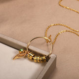 Personalized Letter Names Pendant Necklace Stainless Steel Leaf
