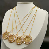 Personalized Letter Zircon Necklace Pendant Stainless Steel Gift