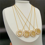 Personalized Letter Zircon Necklace Pendant Stainless Steel Gift