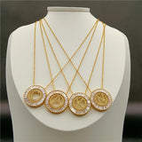 Personalized Letter Zircon Necklace Pendant Stainless Steel Gift