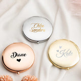 Personalized Makeup Mirror Bridesmaid Wedding Gift Pocket Mirror Rose Engraved