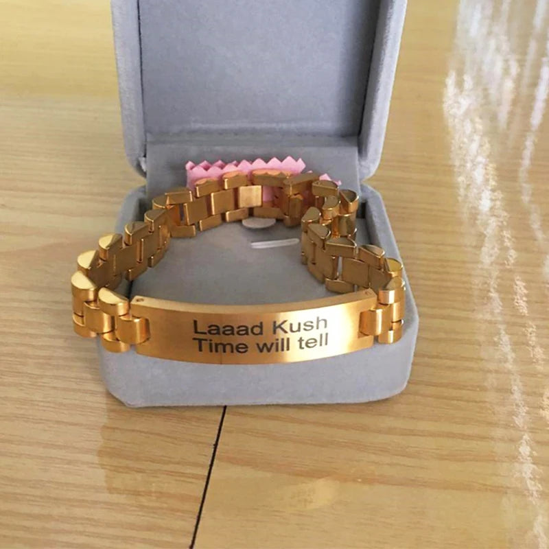 Personalized Men's Name Bangles Stainless Steel Watch Band Bracelet
