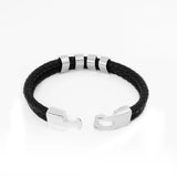 Personalized Man Bracelet 4 Names PU Leather Braided Bracelet