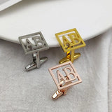 Personalized Stainless Steel Square Letter Cufflinks for Men