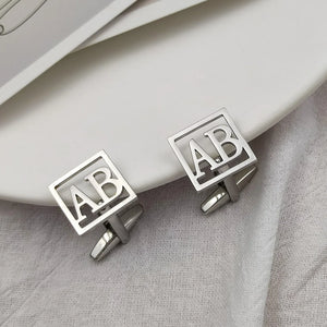 Personalized Stainless Steel Square Letter Cufflinks for Men