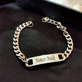 Personalized Men's Stainless Steel Cuban Chain Bracelet with Name Charm