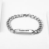 Personalized Men's Stainless Steel Cuban Chain Bracelet with Name Charm