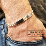 Personalized Men's Stainless Steel Cuban Chain Bracelet with Name Charm