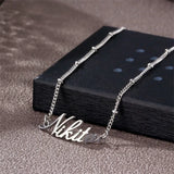 Personalized Name Anklet for Women Men Stainless Steel Rose Chain Jewelry Couple