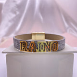 Custom Name Bangle Leather Bracelet Stainless Steel Couple Gift