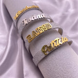 Custom Name Bangle Leather Bracelet Stainless Steel Couple Gift