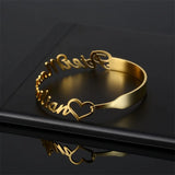 Personalized Name Bracelet Bangle Stainless Steel Adjustable Nameplate Jewelry