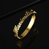 Personalized Name Bracelet Bangle Stainless Steel Adjustable Nameplate Jewelry