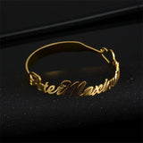 Personalized Name Bracelet Bangle Stainless Steel Adjustable Nameplate Jewelry