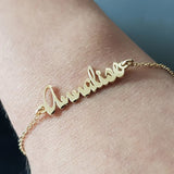 Personalized Name Bracelet Charms Engraved Handwriting Signature Love Message