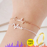 Custom Name Bracelet Charms Engraved Handwriting Love Message Gift