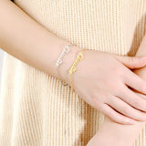 Custom Name Bracelet for Women with Stainless Steel Charms