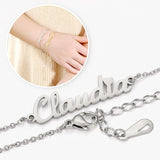 Custom Name Bracelet for Women with Stainless Steel Charms