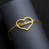 Personalized Name Bracelet - Stainless Steel Charms Engraved Love Bangle