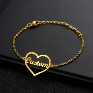 Personalized Name Bracelet - Stainless Steel Charms Engraved Love Bangle