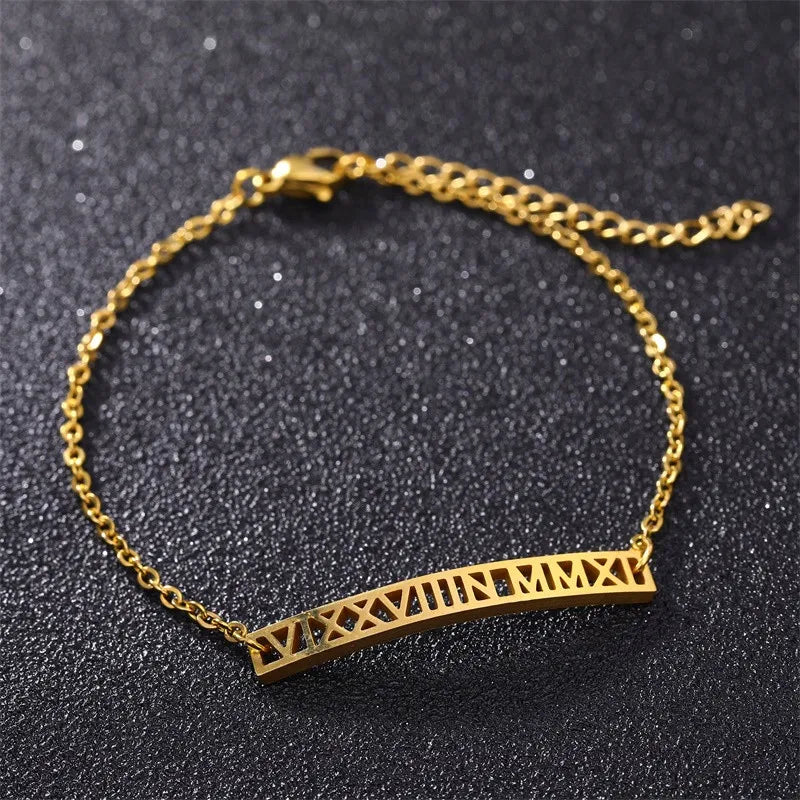 Personalized Name Bracelet Engraved Handwriting Love Charms Stainless Steel