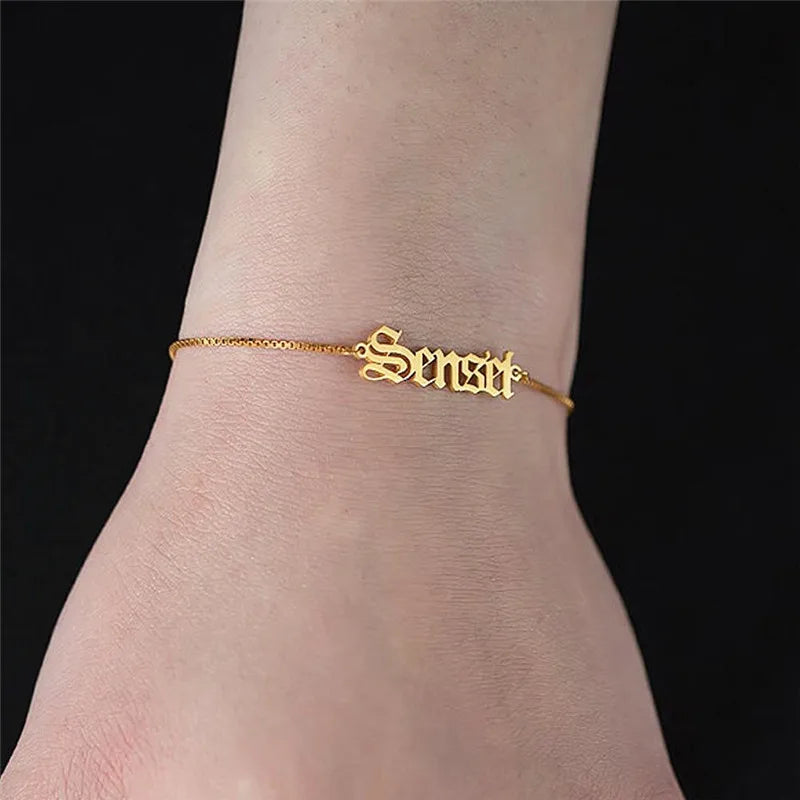 Personalized Name Bracelet Stainless Steel Gothic Bracelets