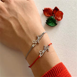 Personalized Name Bracelet Stainless Steel Nameplate Adjustable Rope