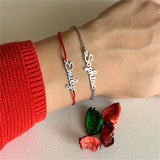 Personalized Name Bracelet Stainless Steel Nameplate Adjustable Rope