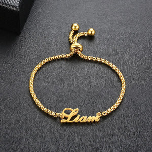 Personalized Name Bracelet Stainless Steel Adjustable Bangle
