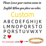 Custom Name Bracelet Metal Square Bead Letter Bracelets for Women