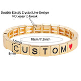 Custom Name Bracelet Metal Square Bead Letter Bracelets for Women