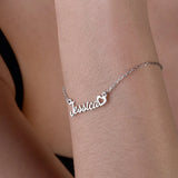Personalized Name Bracelet Stainless Steel Heart Nameplate Family Jewelry