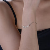 Personalized Name Bracelet Stainless Steel Heart Nameplate Family Jewelry