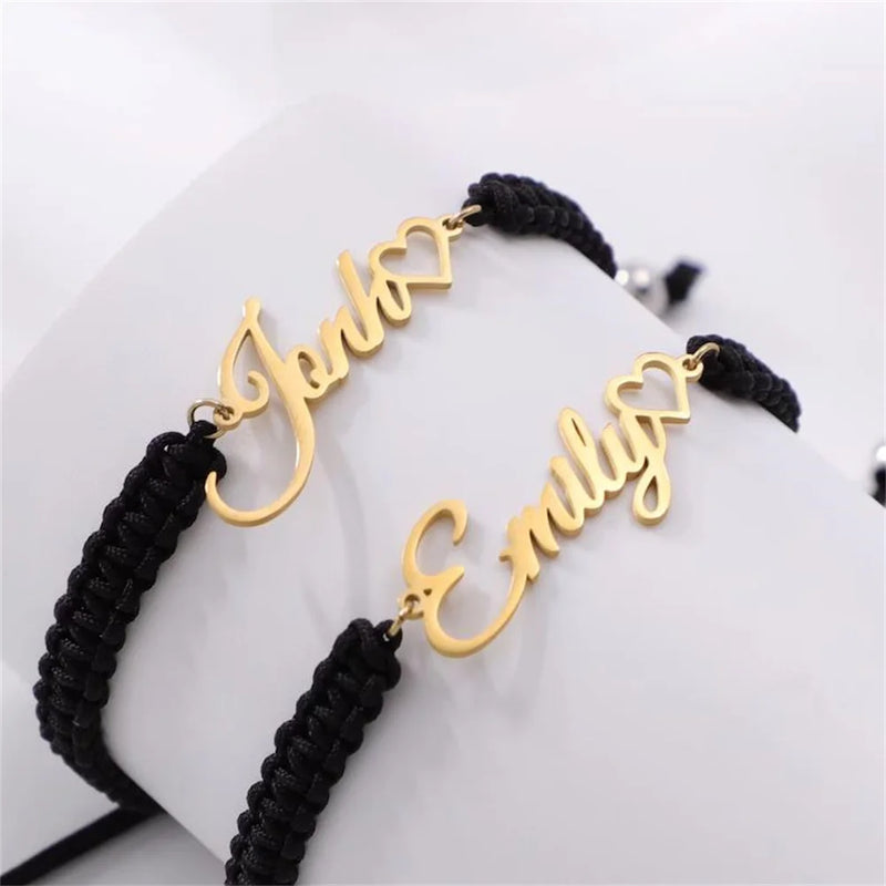 Personalized Name Bracelets Rope Chain Stainless Steel Nameplate Pendant