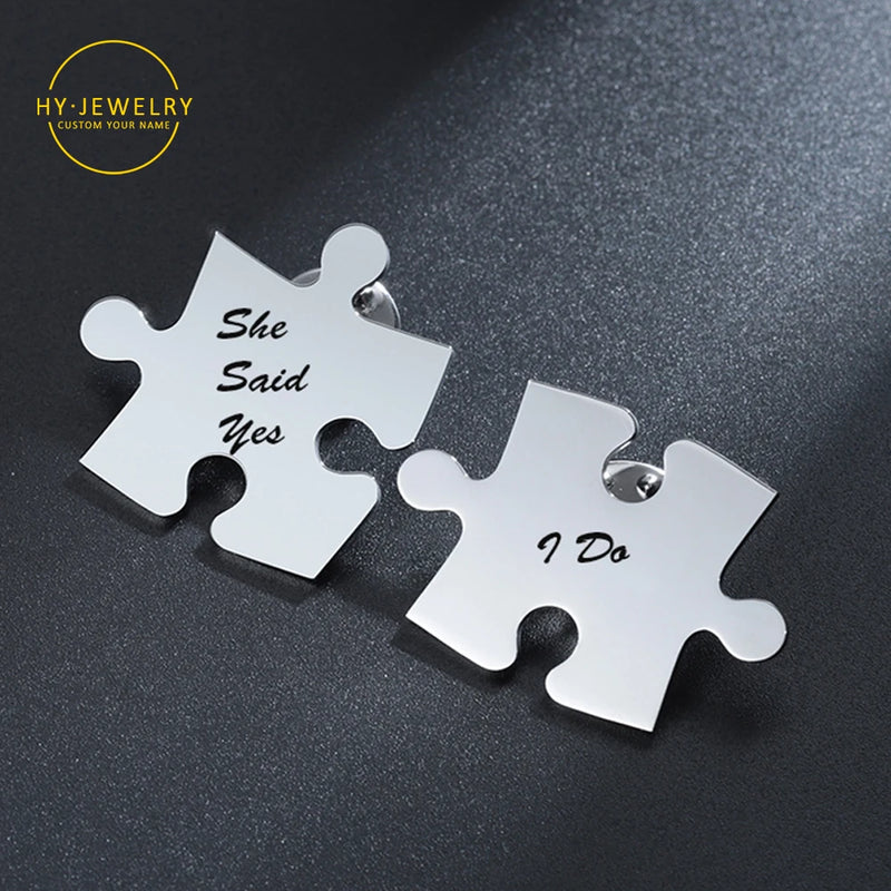Personalized Name Brooch Pin/Wedding Puzzle Brooch Letter Lapel Pin
