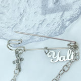 Personalized Name Chain Pendant Brooch Collar Pin Stainless Steel Men Jewelry