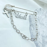Personalized Name Chain Pendant Brooch Collar Pin Stainless Steel Men Jewelry
