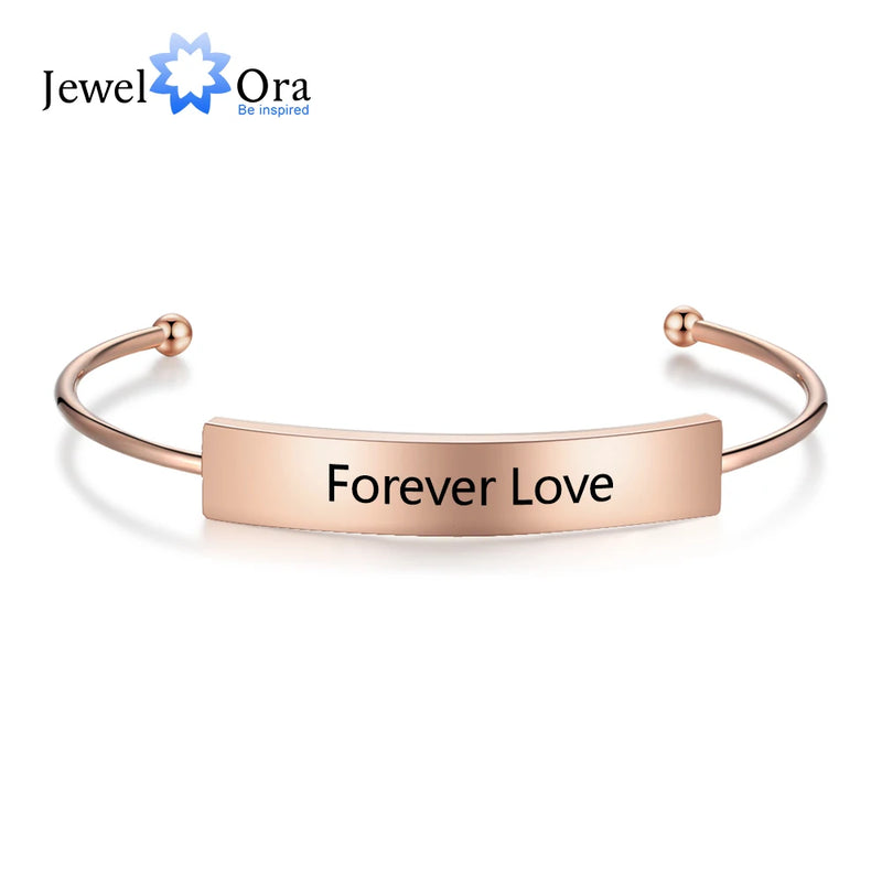 Personalized Name Cuff Bracelets & Bangles - Rose Bar Bracelets for Women