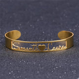 Personalized Name Cuff ID Nameplate Bangle Stainless Steel Heart Bracelet