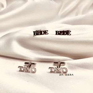 Custom Name Cufflinks Stainless Steel Logo Letter Wedding Charm