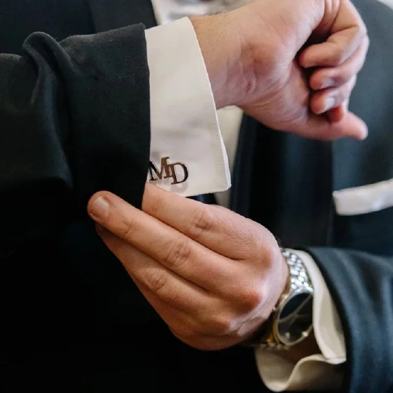 Custom Name Cufflinks Stainless Steel Logo Letter Wedding Charm