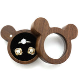 Personalized Name Date Earrings Stud Jewelry Walnut Wood Diamond Ring Gift Box