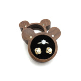 Personalized Name Date Earrings Stud Jewelry Walnut Wood Diamond Ring Gift Box
