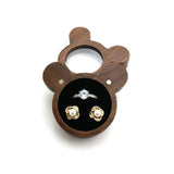 Personalized Name Date Earrings Stud Jewelry Walnut Wood Diamond Ring Gift Box