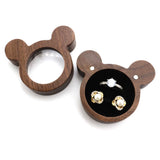 Personalized Name Date Earrings Stud Jewelry Walnut Wood Diamond Ring Gift Box